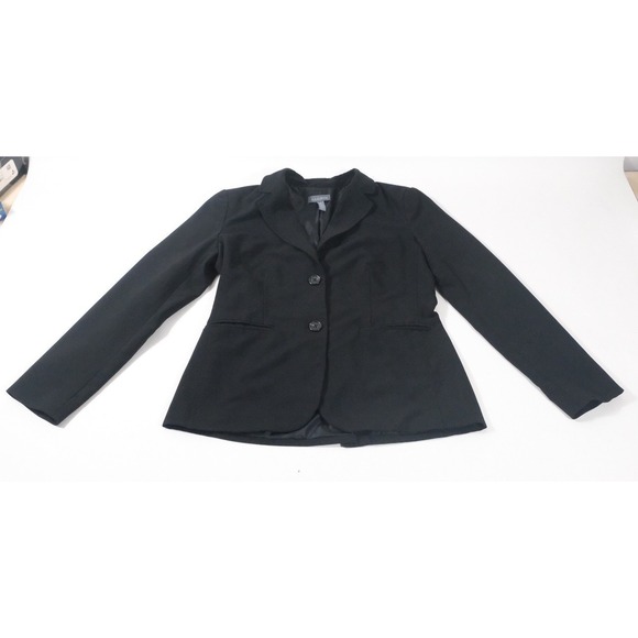 Madison Pants - Madison Blazer Women 6 Black Solid Two Button Professional Career Office Jacket
